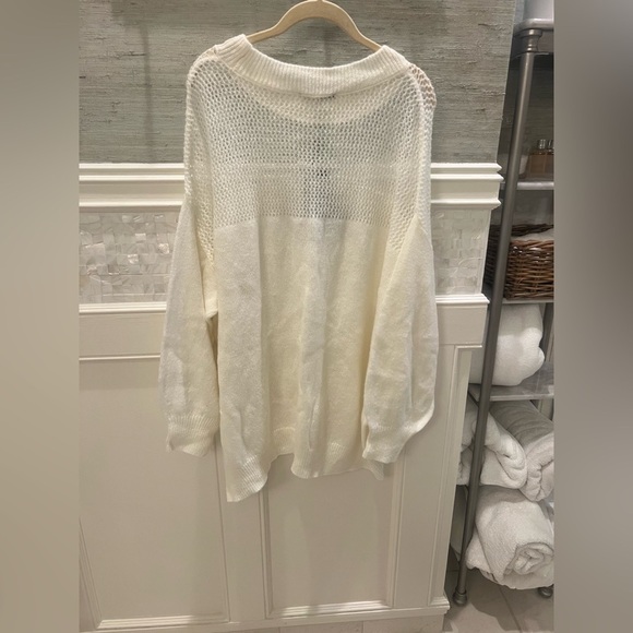 NWT new Anthropologie 3X plus caballero sheer pullover sweater white ivory - Picture 11 of 15